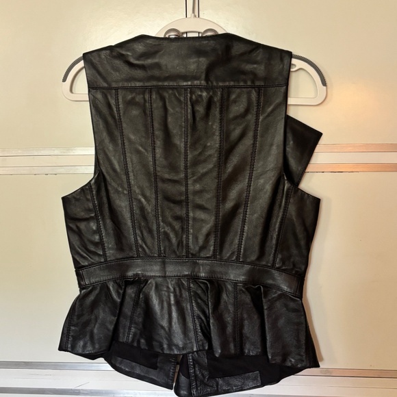 BCBG MAX AZRIA LIU Black Leather Vest 100% Lamb  Sz Medium - Picture 4 of 11